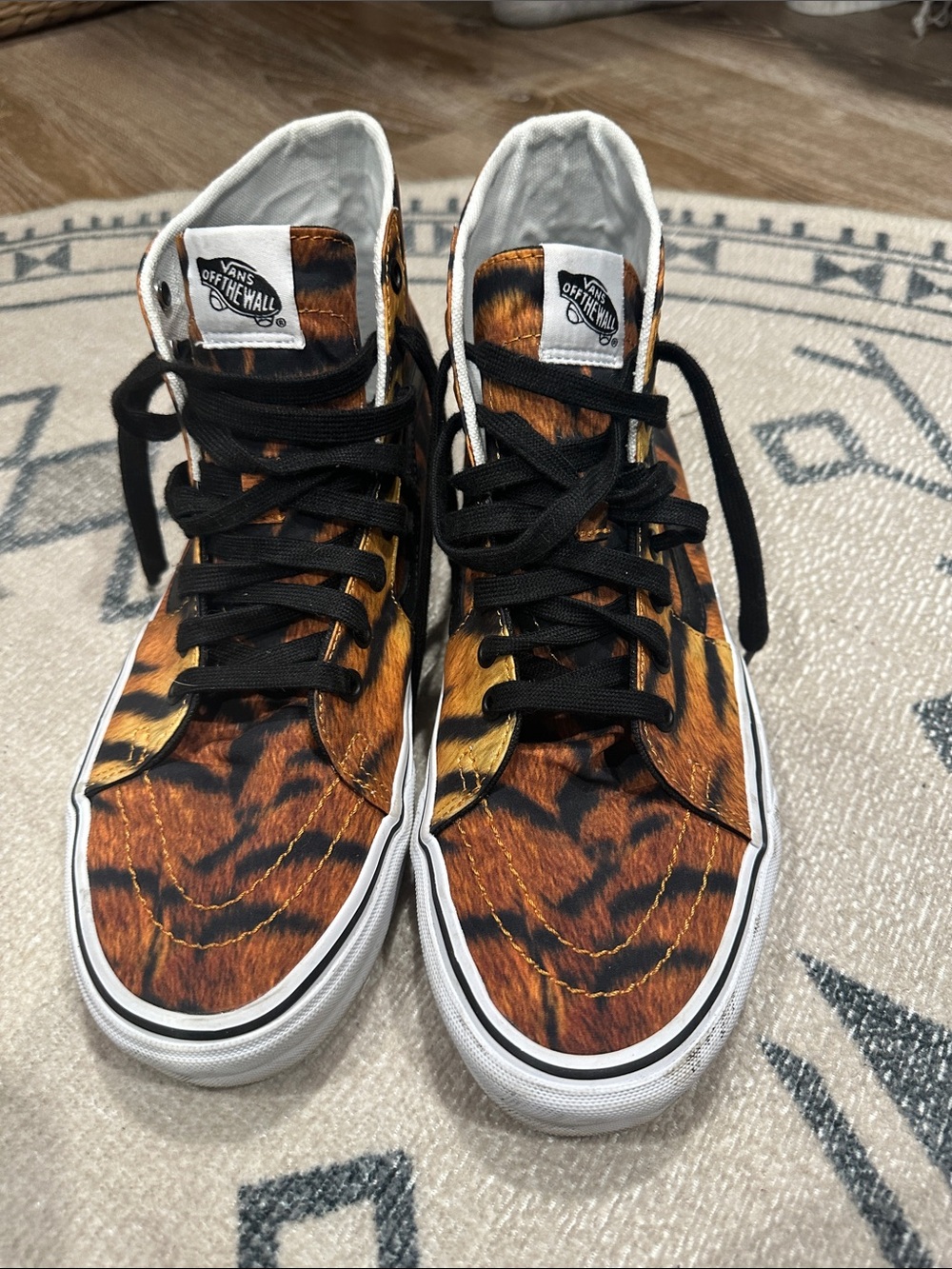 Men’s Vans High Top Sneakers in Tiger Print with Black Laces